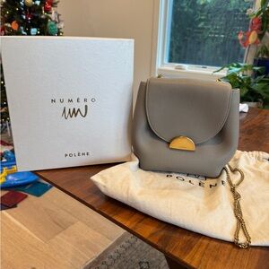 Polene Numero Un Mini Bag in Gray with Gold Accents